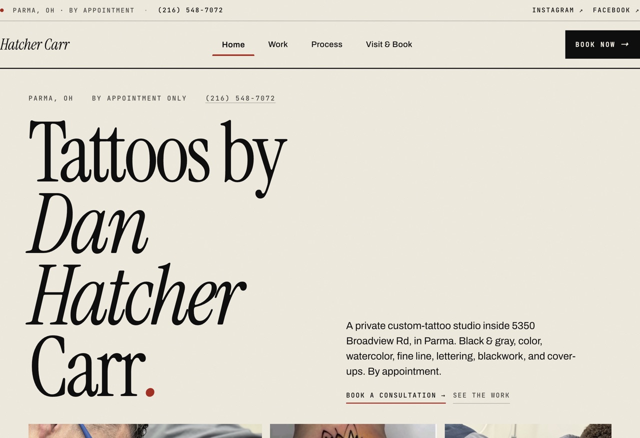 Tattoos by Dan Hatcher Carr website